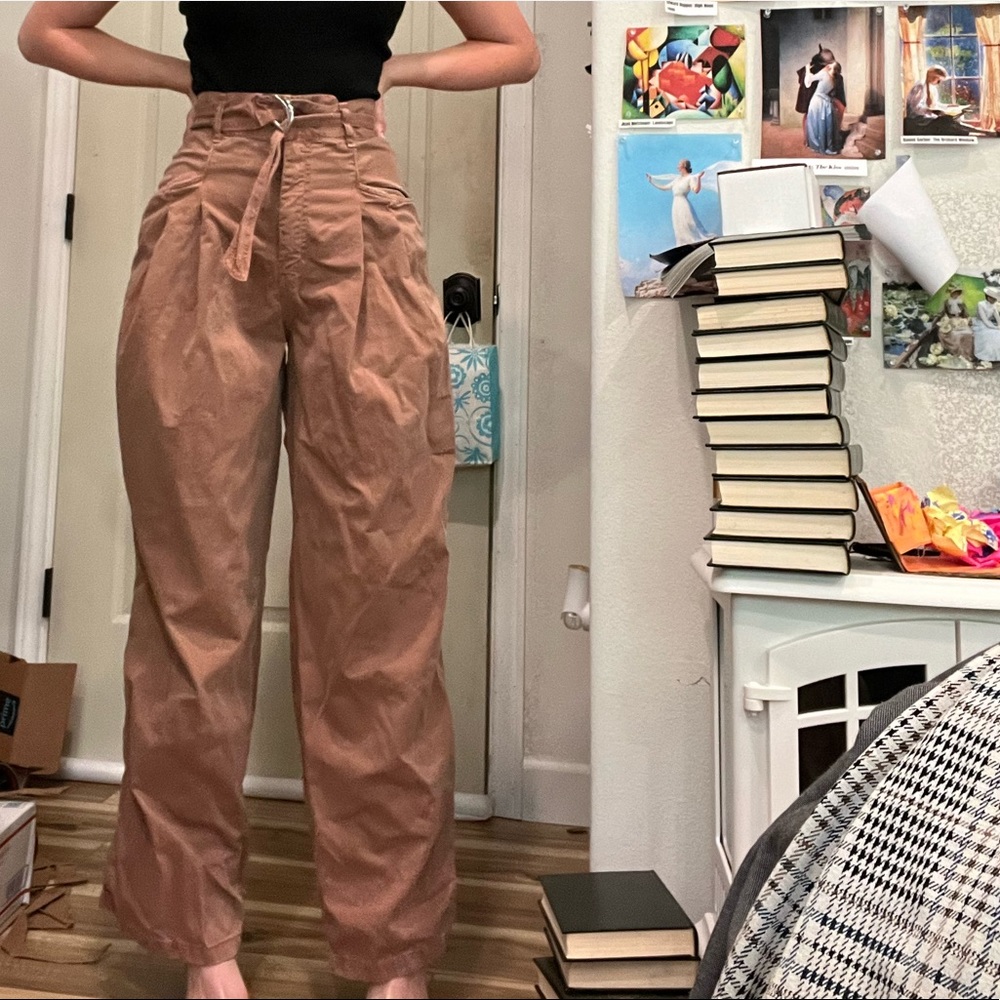 Zara Paperbag High Waisted Cargo Pants